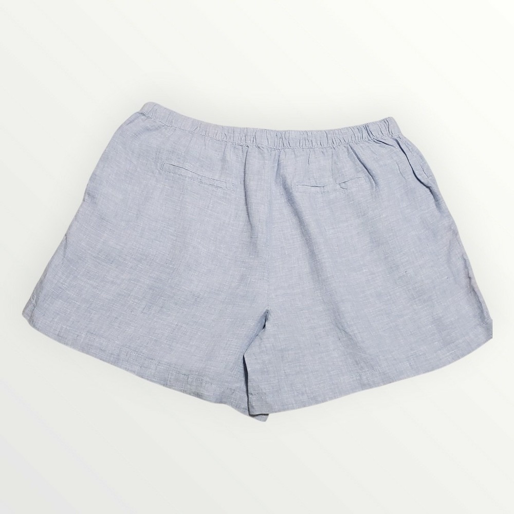 Tahari 100% Linen Shorts Womens 2X Chambray Blue Drawstring Waist Plus Size - Picture 3 of 10